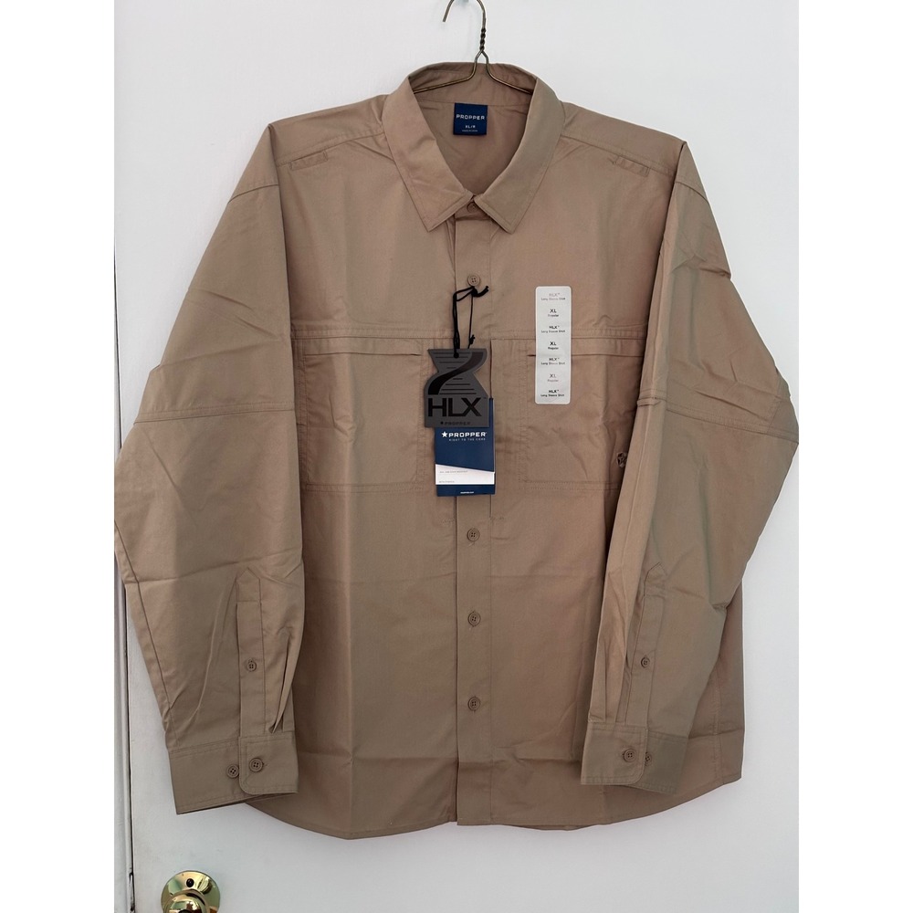 Propper HLX Mens Tactical Long Sleeve Shirt Khaki Tan XL Regular F5308